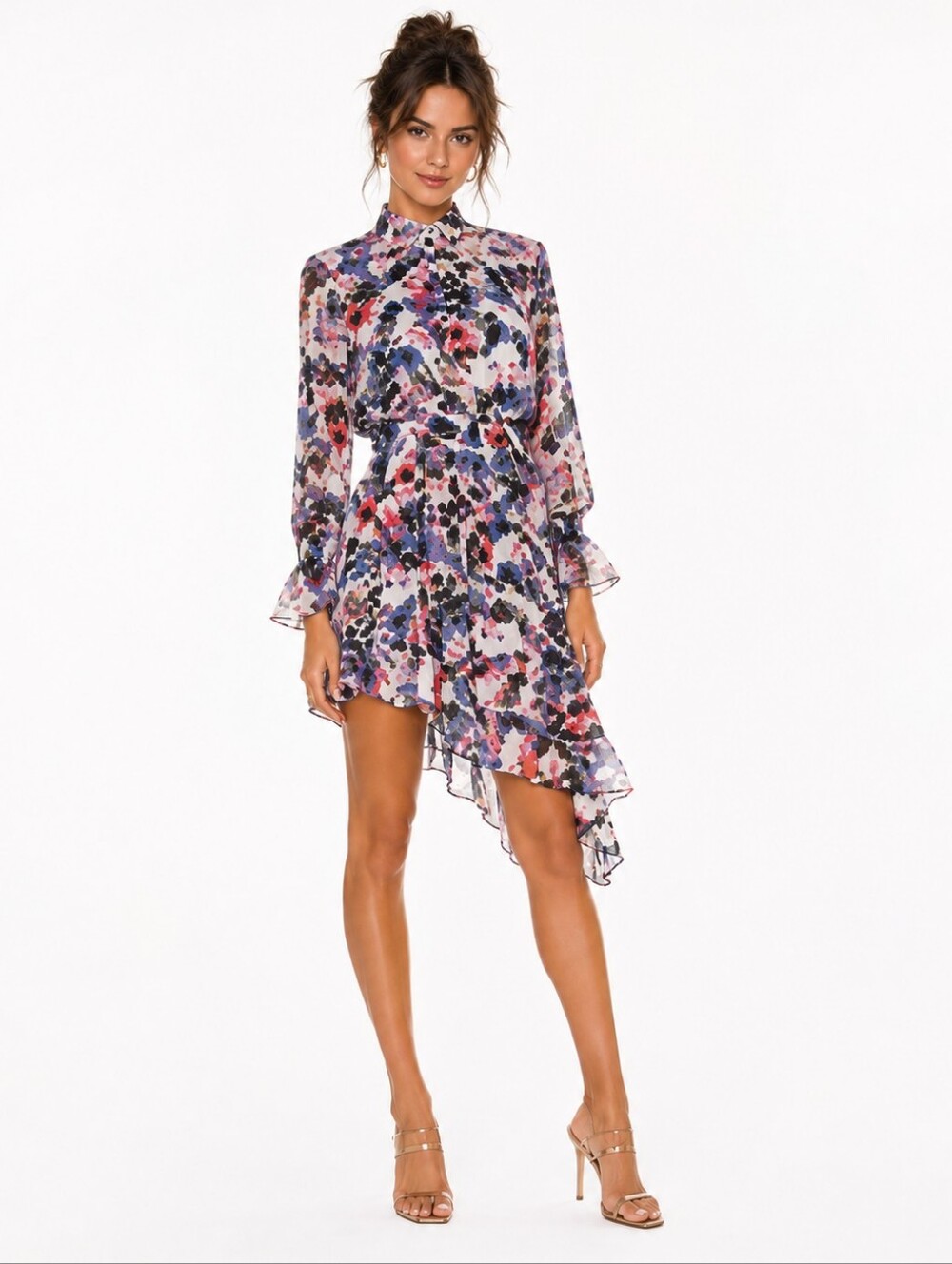 Misa Los Angeles Savanna Asymmetric Ruffle Mini Dress Size  S